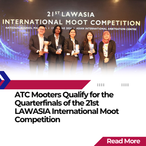 ATC moot team and coach Kenneth Koh with their trophies at the 21st LAWASIA International Moot Competition Malaysia National Rounds 2026