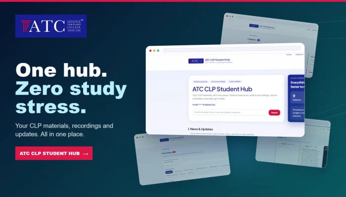 Student portal homepage with search bar, subject tabs and news and updates section